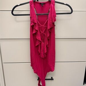 Guess Pink Ruffled Sleeveless bodysuit
